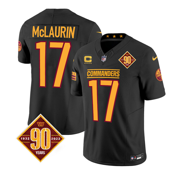 Men's Washington Commanders #17 Terry McLaurin Black 2023 F.U.S.E. 90th Anniversary Vapor Limited Football Stitched Jersey